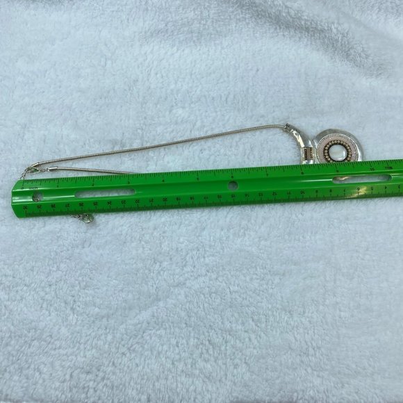 Silver Color Statement Piece Necklace Pendant Chain Multicolor Stones Extender - Picture 5 of 16